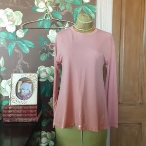 Jockey Long Sleeve Top Small Pink High Low Hem Back Slit Soft Stretch Casual Tee